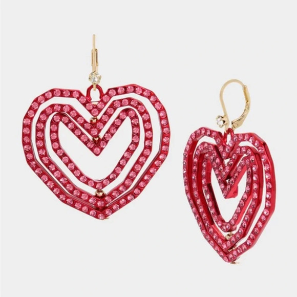 NWT Betsey Johnson Red Heart Earrings - Picture 1 of 6
